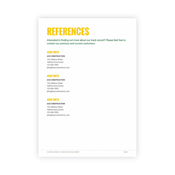 Construction Equipment Proposal Template