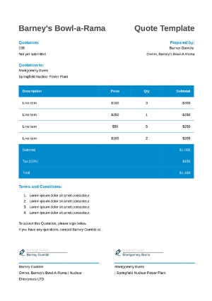 One-Page Quote Template Thumbnail