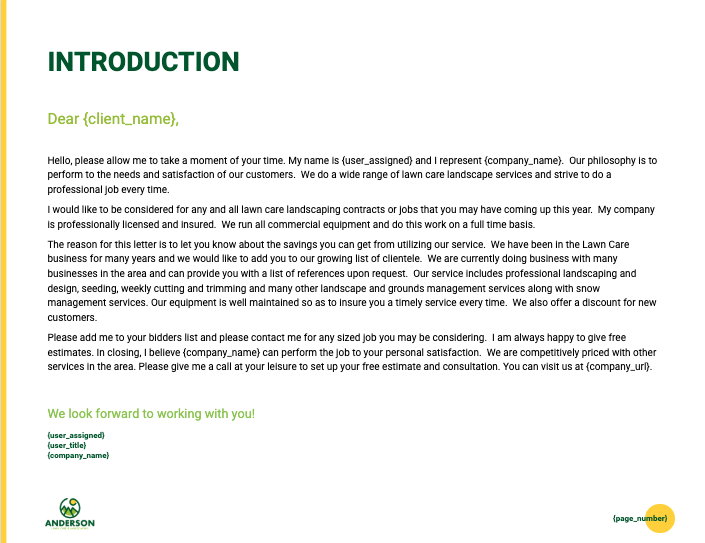 Lawn Care Proposal Template